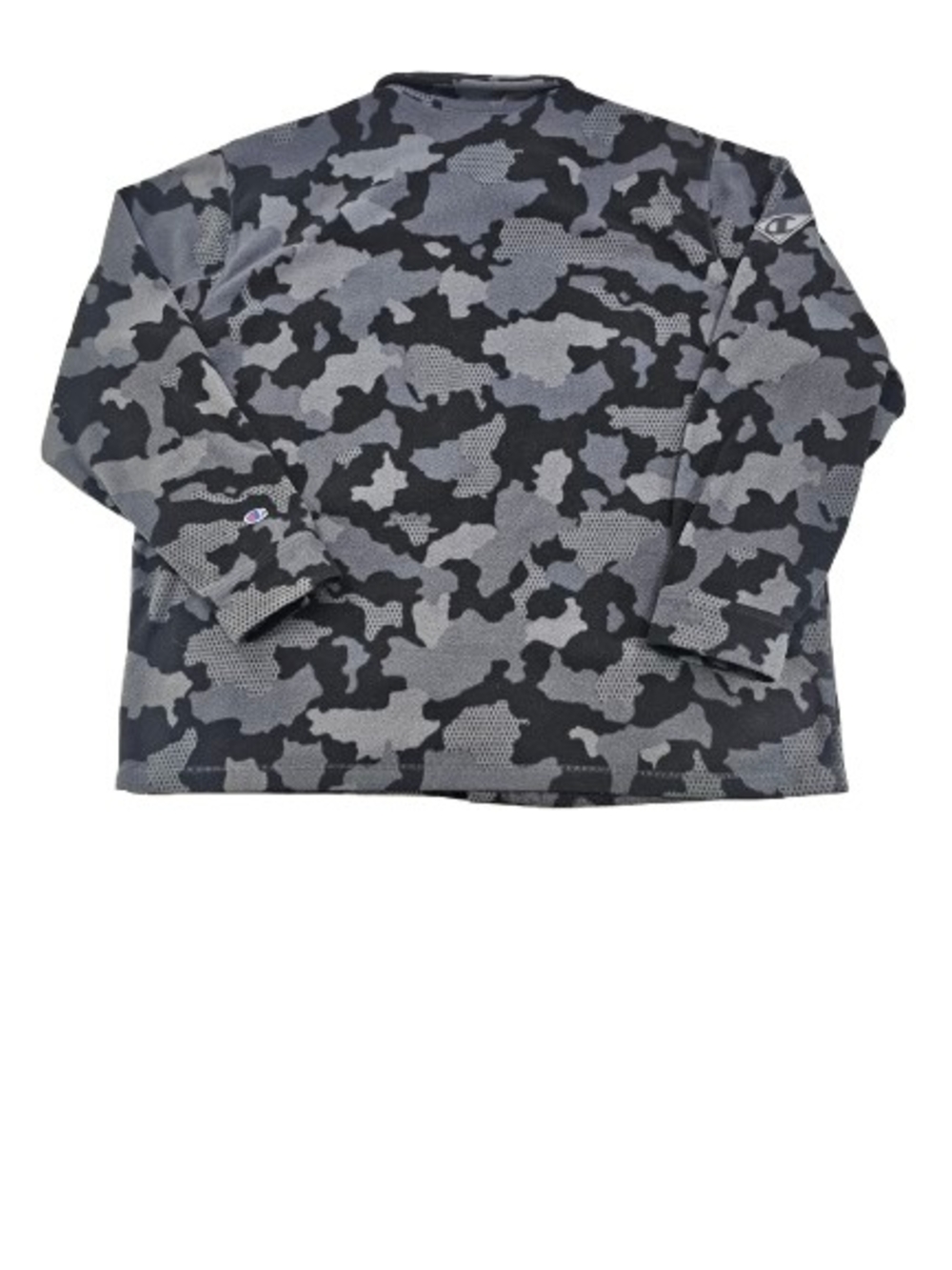 Champion Athleticwear Camo Fleece Jacket Men's 2XL Grey Black Snap Shacket Logo - Picture 2 of 7